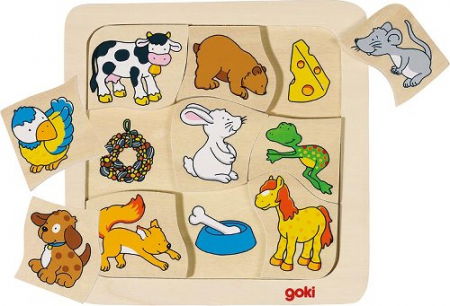 Puzzle Incastru Educativ Copii 2 Ani+ Animale Si Hrana Lor Goki [1]