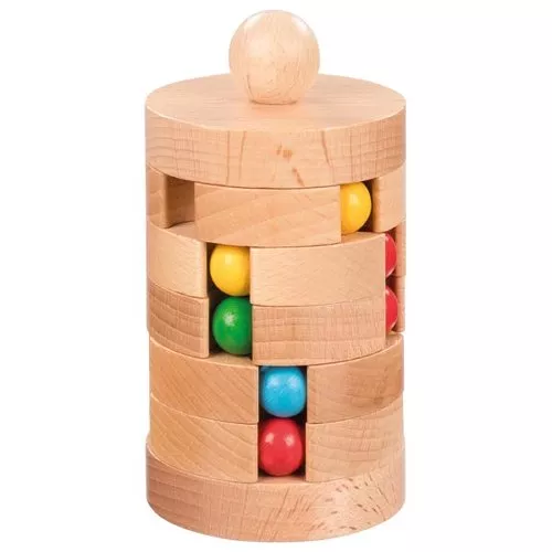Jocuri și Jucării - Puzzle Rubik, turn de sortat culori, din lemn, Goki