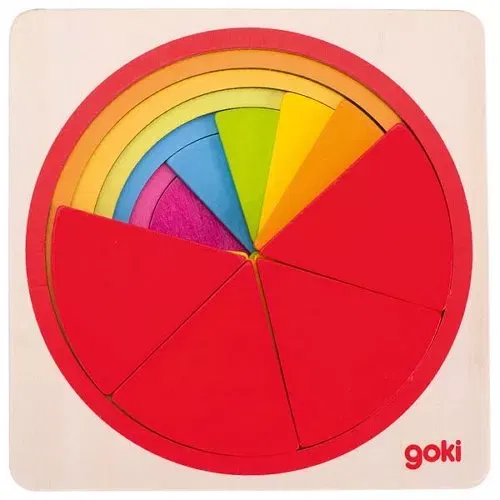 Jocuri și Jucării - Puzzle stratificat, fractii si culori, din lemn, 21 piese, Goki