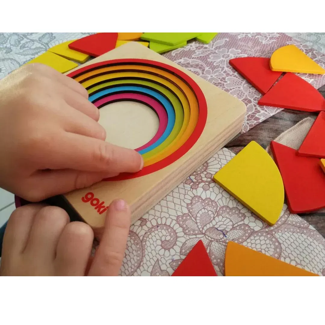 Puzzle stratificat, fractii si culori, din lemn, 21 piese, Goki [5]