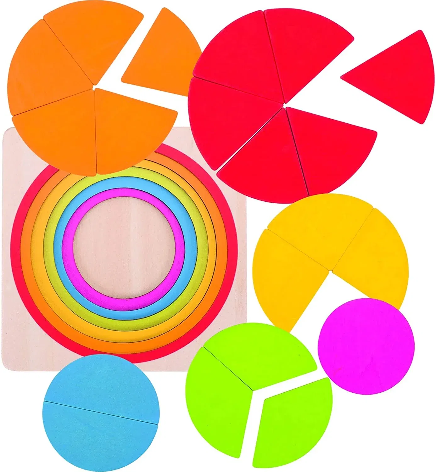 Puzzle stratificat, fractii si culori, din lemn, 21 piese, Goki [3]