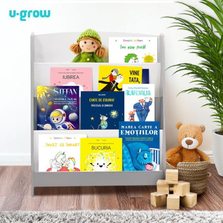 Raft depozitare carti, gri, MDF, U-Grow [3]
