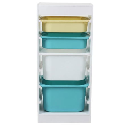 Produse - Raft depozitare cu 4 cosuri colorate, U-Grow