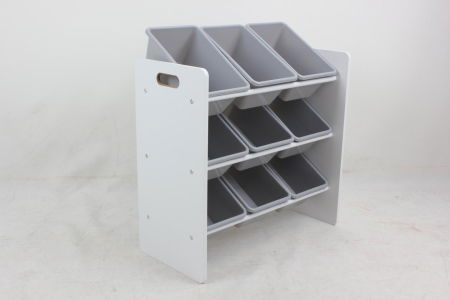 Camera Copilului - Raft depozitare cu 9 cosuri colorate gri, U-Grow