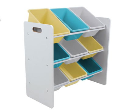 Camera Copilului - Raft depozitare jucarii cu 9 cosuri blue/galben, U-Grow