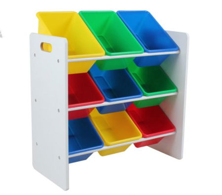 Produse - Raft depozitare jucarii cu 9 cosuri multicolore, U-Grow