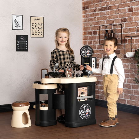 Salon coafura pentru copii Smoby Barber Shop, Barber and Cut negru [1]