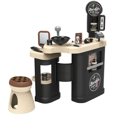 Jocuri de meserii - Salon coafura pentru copii Smoby Barber Shop, Barber and Cut negru