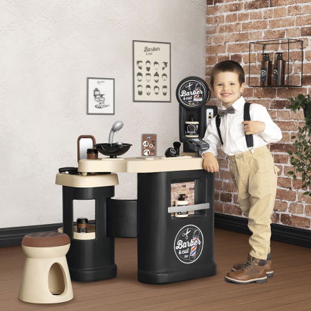 Salon coafura pentru copii Smoby Barber Shop, Barber and Cut negru [2]