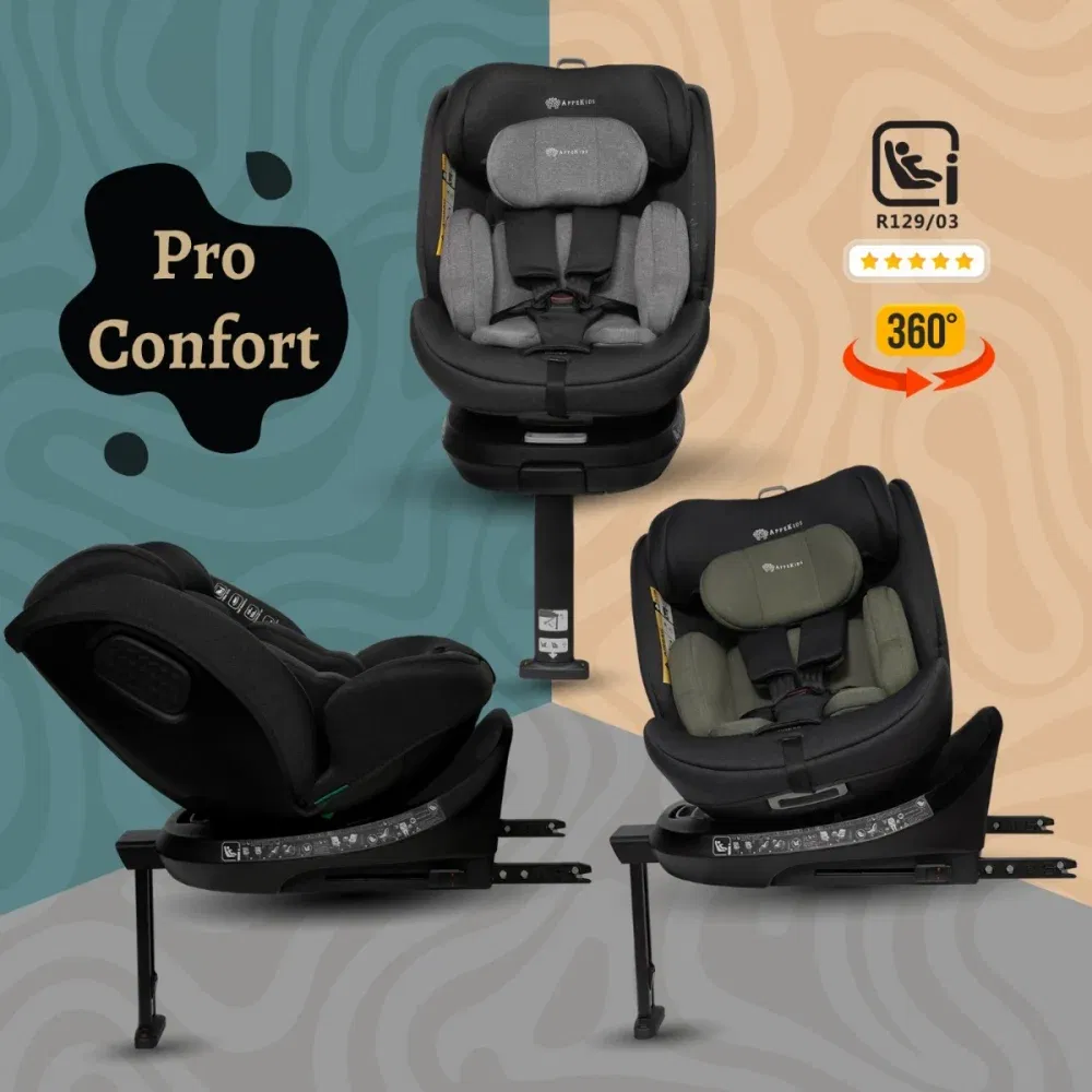 Scaun auto Appekids, I-SIZE, 40-150 cm, Rear Facing 360°, Pro Confort - Negru [4]