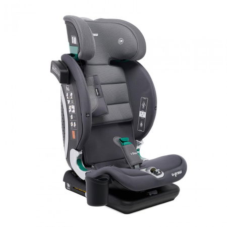 Scaun auto I-size U-Grow Goldfix Plus, isofix, 76-150 cm (9-36 kg), boxa bluetooth, gri [4]