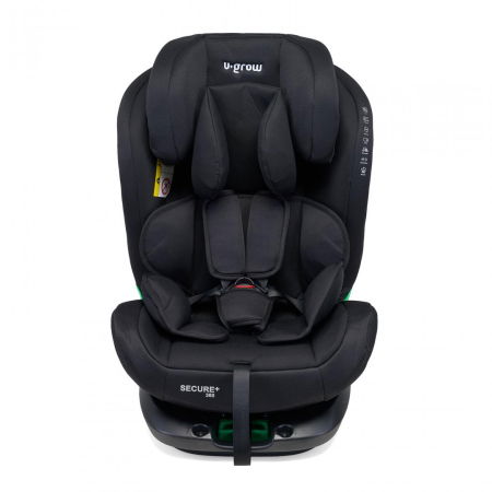Siguranță auto copii - Scaun auto U-Grow Secure+ 40-150 cm, 360 grade ,  4 pozitii de ajustare pe spate , 10 pozitii de ajustare a tetierei pe inaltime, negru,  U-Grow