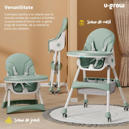 Scaun de masa 2 in 1, pliabil, verde, U-Grow [2]