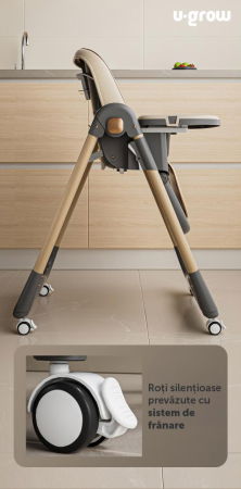 Scaun de masa cu inaltime reglabila, spatar ajustabil in 4 pozitii, pliabil, brown, U-Grow [4]