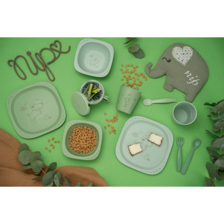 Set 2 castroane nip® Green pentru mancarea copiilor cu motive gravate laser, din materiale naturale regenerabile, fara BPA, fara melamina, lavabile in masina de spalat vase, Made in Germany, 4+ luni, [7]