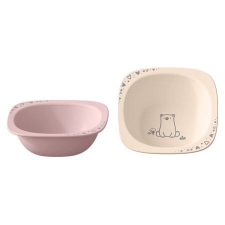 Suzete bebe - Set 2 castroane nip® Green pentru mancarea copiilor cu motive gravate laser, din materiale naturale regenerabile, fara BPA, fara melamina, lavabile in masina de spalat vase, Made in Germany, 4+ luni,