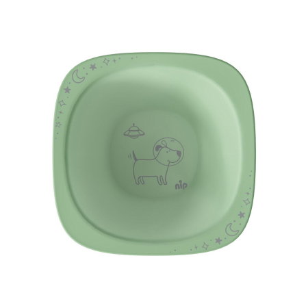 Set 2 castroane nip® Green pentru mancarea copiilor cu motive gravate laser, din materiale naturale regenerabile, fara BPA, fara melamina, lavabile in masina de spalat vase, Made in Germany, 4+ luni, [1]