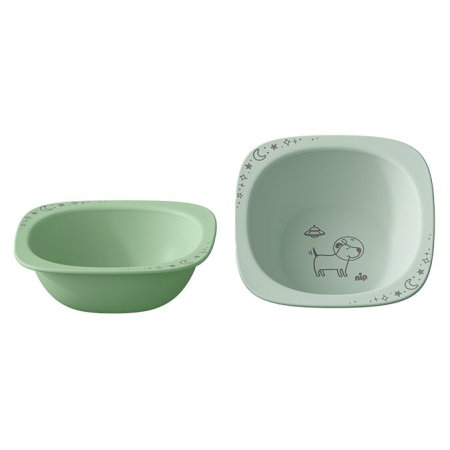 Suzete bebe - Set 2 castroane nip® Green pentru mancarea copiilor cu motive gravate laser, din materiale naturale regenerabile, fara BPA, fara melamina, lavabile in masina de spalat vase, Made in Germany, 4+ luni,