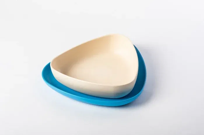 Set 2 farfurii, eKoala, BIOplastic, Alb / Albastru [4]