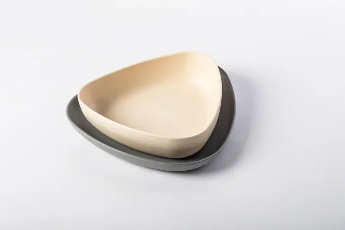 Set 2 farfurii, eKoala, BIOplastic, Alb/ Gri [3]