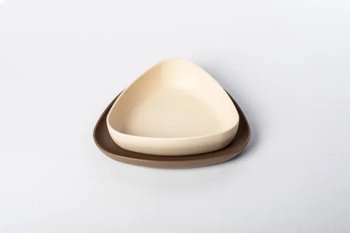 Produse - Set 2 farfurii, eKoala, BIOplastic, Alb / Maro