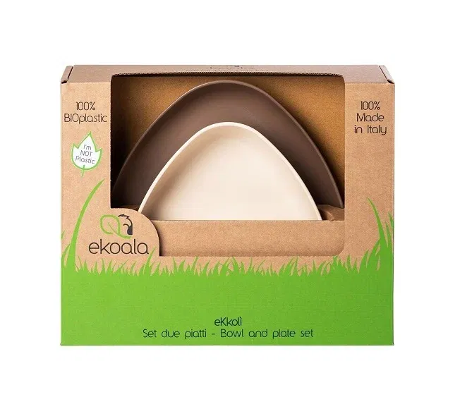 Set 2 farfurii, eKoala, BIOplastic, Alb / Maro [4]