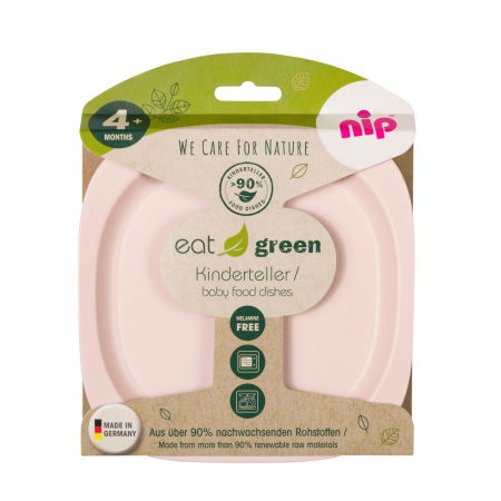 Set 2 farfurii intinse Eat Green pentru mancarea copiilor, din plastic bio, lavabile in masina de spalat vase, 4+ luni, nip 37068 [1]