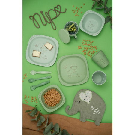 Set 2 pahare nip® Green pentru copii cu motive gravate laser, din materiale naturale regenerabile, fara BPA, fara melamina, lavabile in masina de spalat vase, Made in Germany, 12+ luni, verde, nip 388 [2]