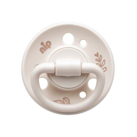 Alimentatie/Suzete - Set 2 suzete Cherry Green cu tetina din latex natural, forma rotunda, cu inel, +6 luni, nip 38734