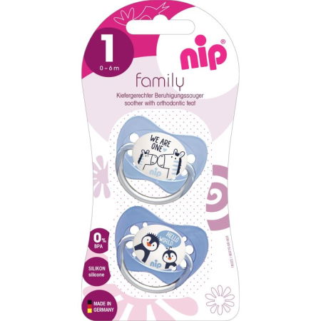 Set 2 suzete Family cu tetina din latex natural, forma anatomica, tetina ortodontica, cu inel, 0-6 luni, nip 31000 [19]