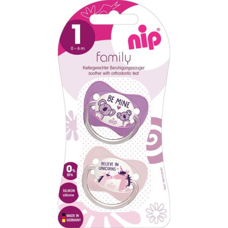 Set 2 suzete Family cu tetina din latex natural, forma anatomica, tetina ortodontica, cu inel, 0-6 luni, nip 31000 [18]