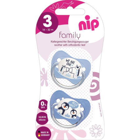 Set 2 suzete Family cu tetina din latex natural, forma anatomica, tetina ortodontica, cu inel, 16–32 luni, nip 31002 [15]