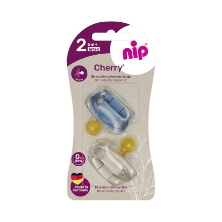 Produse - Set 2 suzete Nip Cherry Boy cu tetina rotunda din latex natural, 6+ luni, nip 38883
