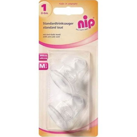 Set 2 tetine ortodontice din silicon moale, forma anatomica, anti-colici, pentru biberoane standard, debit mediu (M), marimea 1 (0-6 luni), nip 33006 [2]