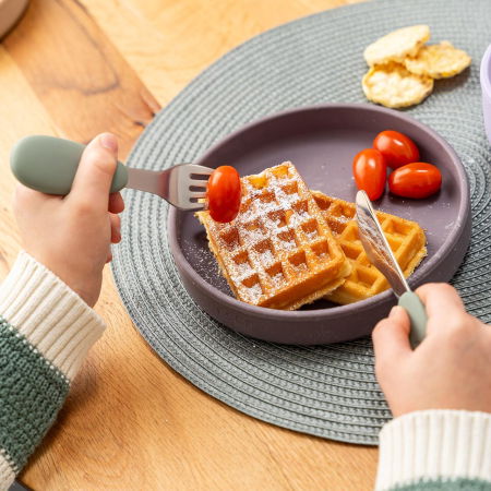 Set 3 tacamuri din otel inoxidabil (furculita, lingurita si cutit), manere din silicon, fara BPA, lavabile in masina de spalat vase, Reer 25133 [2]