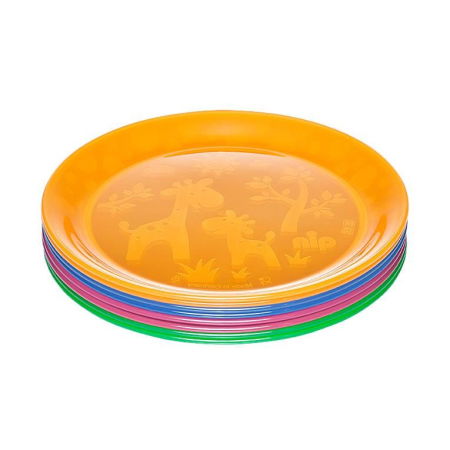 Produse - Set 4 farfurii intinse colorate pentru bebelusi si copii, diametru 19 cm, fara BPA, 6 luni+, Nip 37062
