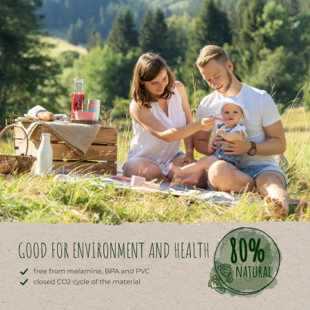 Set 5 piese vesela pentru mancarea copiilor, din materiale naturale, fara BPA, fara melamina, lavabile in masina de spalat vase, Reer Growing 22020 [1]