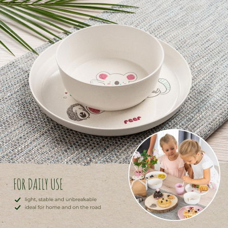 Set 5 piese vesela pentru mancarea copiilor, din materiale naturale, fara BPA, fara melamina, lavabile in masina de spalat vase, Reer Growing 22020 [3]