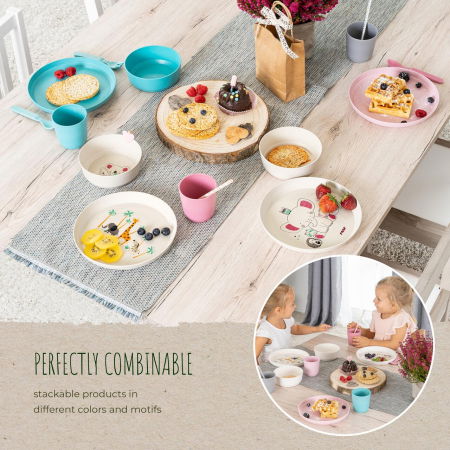 Set 5 piese vesela pentru mancarea copiilor, din materiale naturale, fara BPA, fara melamina, lavabile in masina de spalat vase, Reer Growing 22020 [4]