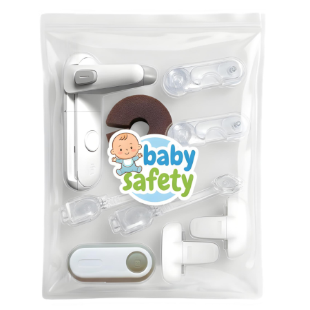 Set protecții copii - Set blocatoare siguranță copii pentru sertare, dulapuri și uși 9 buc