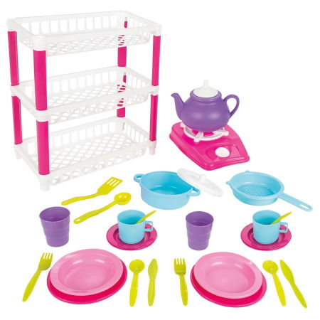 Magazine de joaca si bucatarii copii - Set de servit ceaiul Pilsan Hamarat Three-Tier Dish Rack