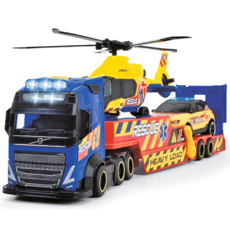 Set Dickie Toys Rescue Transporter 40 cm cu camion, masina, elicopter si accesorii [10]