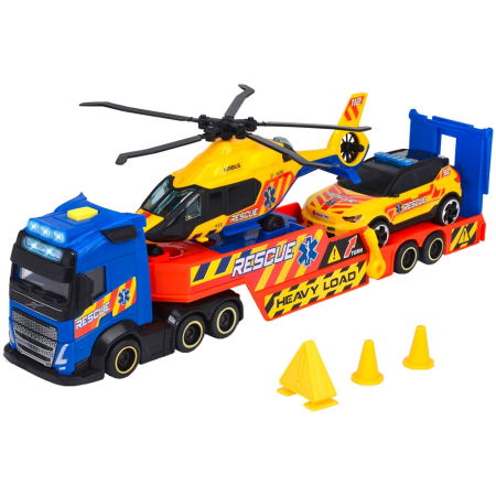 Produse - Set Dickie Toys Rescue Transporter 40 cm cu camion, masina, elicopter si accesorii