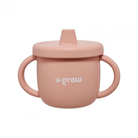 Set diversificare 3 piese silicon : bol , farfurie si cana cu cioc, roz, U-Grow [3]