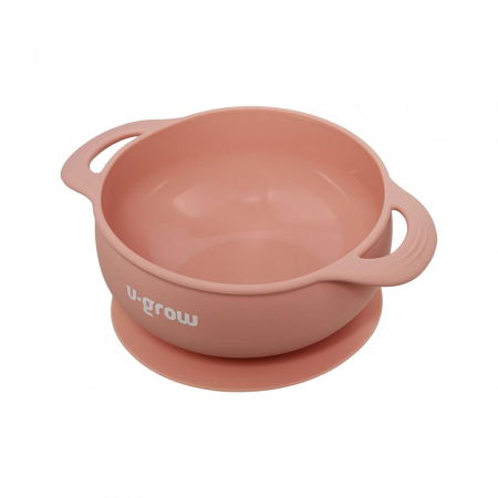 Set diversificare 3 piese silicon : bol , farfurie si cana cu cioc, roz, U-Grow [2]