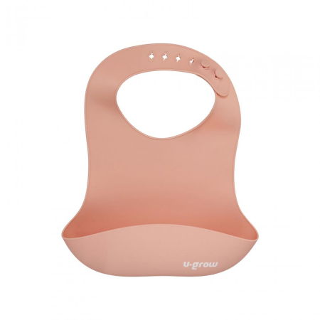 Set diversificare 5 piese silicon : baveta, bol, farfurie, lingurita si furculita, roz, U-Grow [4]