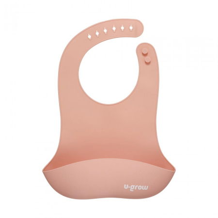 Set diversificare 5 piese silicon : baveta, bol, farfurie, lingurita si furculita, roz, U-Grow [3]