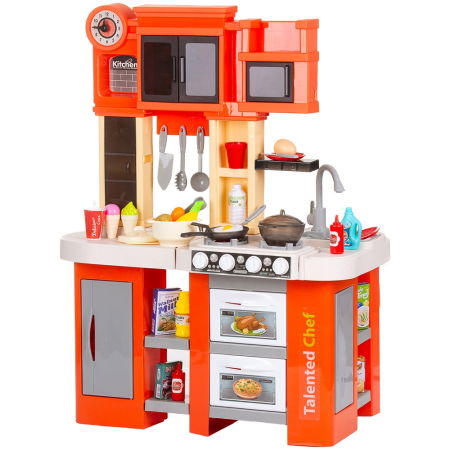 Magazine de joaca si bucatarii copii - Set jucarie Chipolino Kitchen 84 cm cu sistem de curgere apa, lumini, sunete si 79 accesorii
