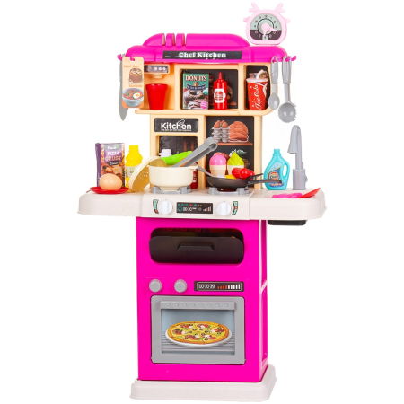 Magazine de joaca si bucatarii copii - Set jucarie Chipolino Kitchen 87 cm cu sistem de curgere apa, lumini, sunete si 63 accesorii