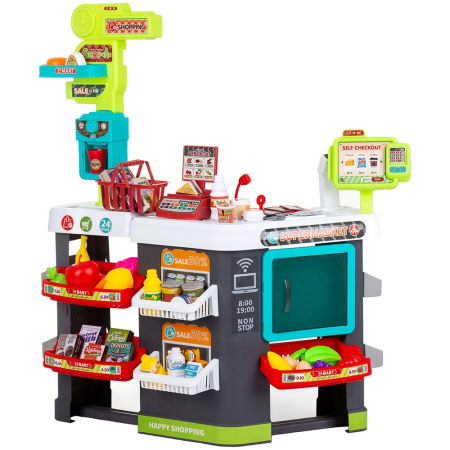Magazine de joaca si bucatarii copii - Set jucarie Chipolino Supermarket 87 cm cu lumini, sunete si 81 accesorii